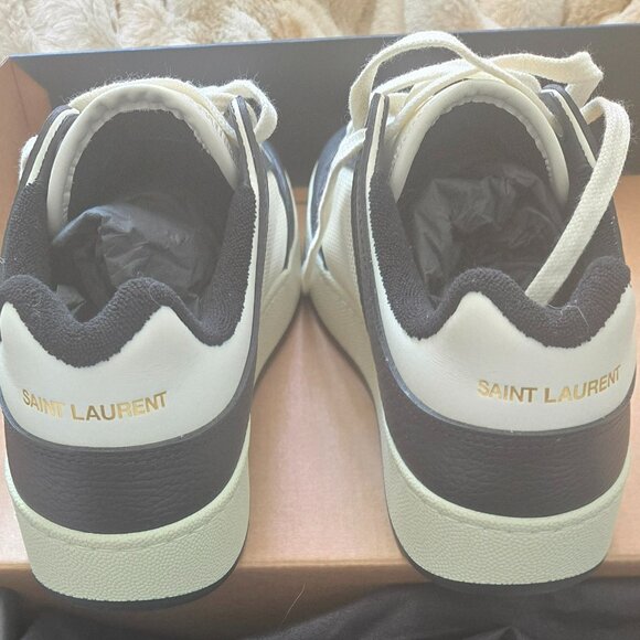 BRAND NEW IN BOX SAINT LAURENT MENS SNEAKER IN COFFEE/WHITE LEATHER - Picture 1 of 7
